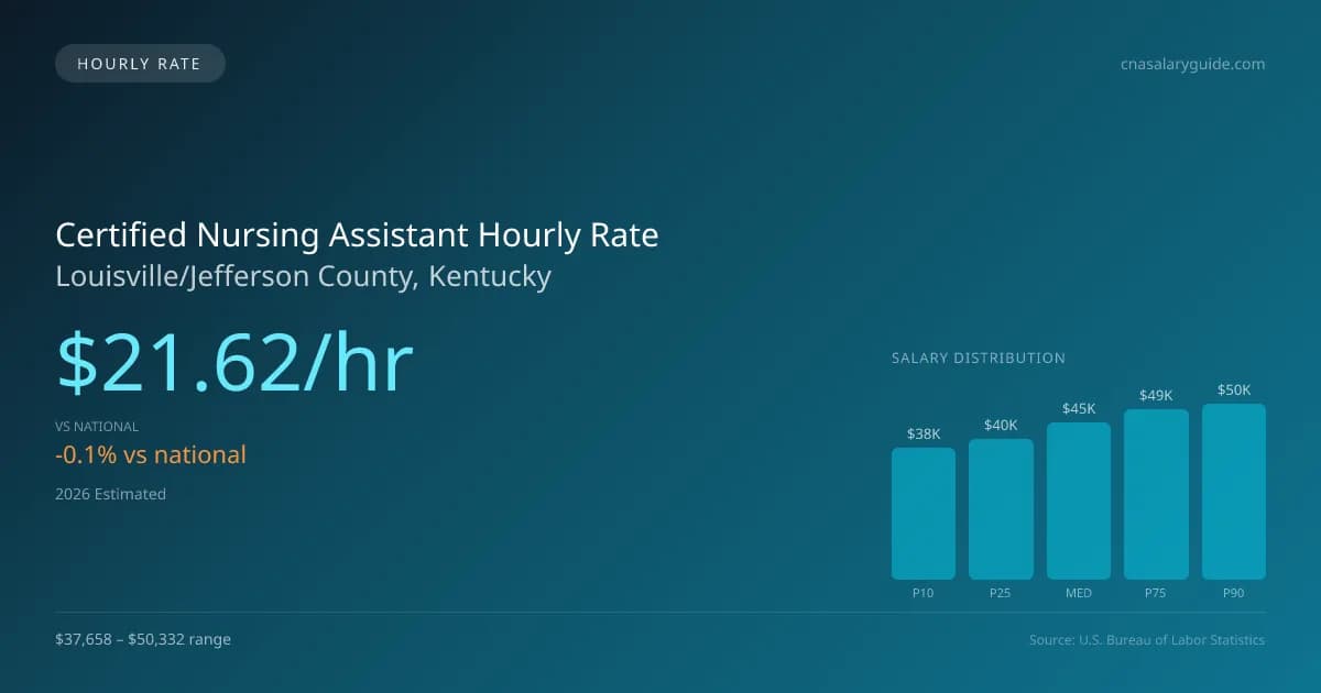 Certified Nursing Assistant Hourly Rate in Louisville/Jefferson County, KY — 2026 est., based on 2025 BLS