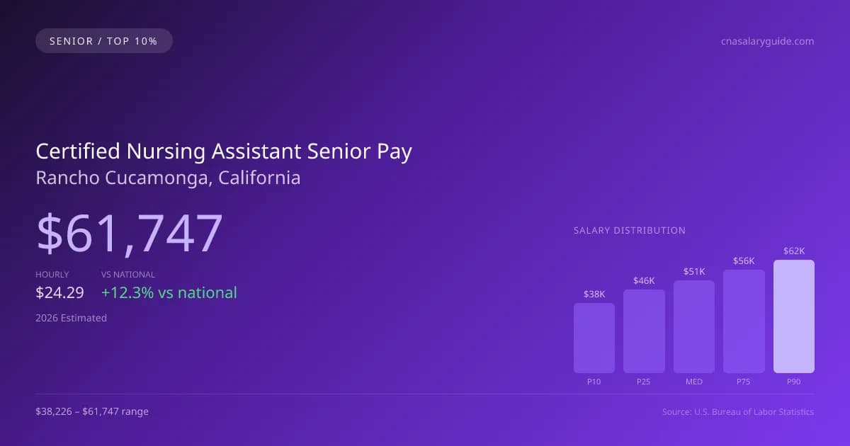 Certified Nursing Assistant Senior Salary in Rancho Cucamonga, CA — 2026 est., based on 2025 BLS