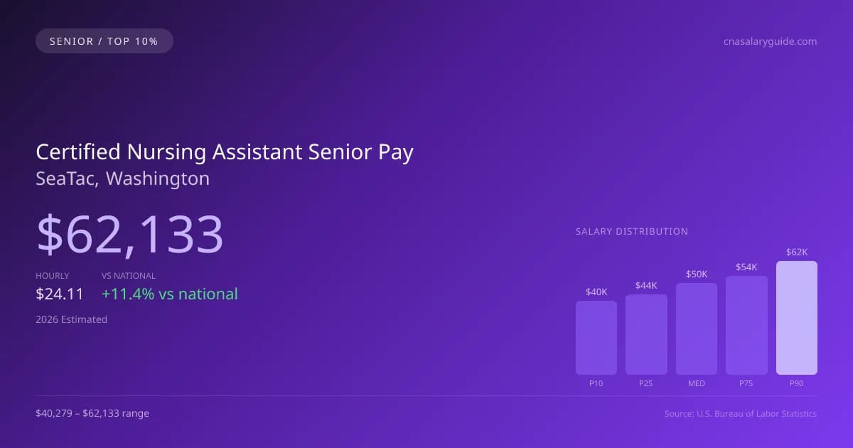 Certified Nursing Assistant Senior Salary in SeaTac, WA — 2026 est., based on 2025 BLS