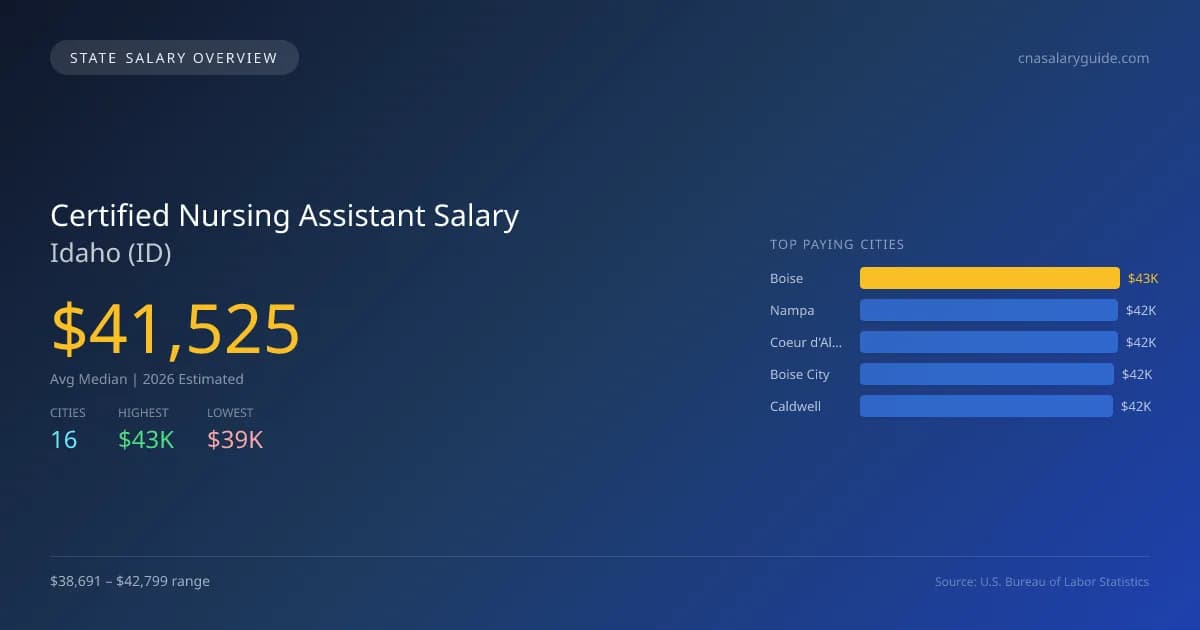 Certified Nursing Assistant Salary in Idaho - 2025 BLS Data Infographic