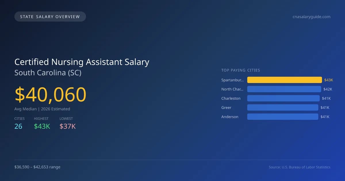 Certified Nursing Assistant Salary in South Carolina - 2025 BLS Data Infographic