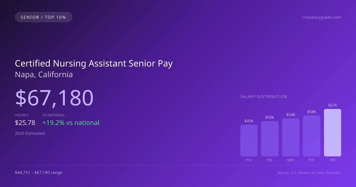 Certified Nursing Assistant Senior Salary in Napa, CA — 2026 est., based on 2025 BLS